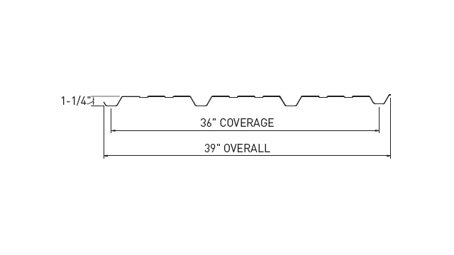 AMP PBR wall panel profile drawing with coverage dimensions