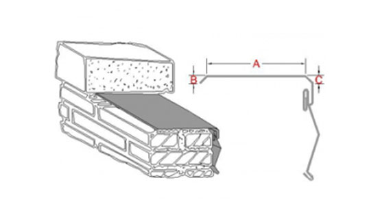 Dimensioned section drawing of a coping profile
