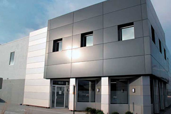 Office building clad in aluminum composite wall panels